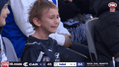 Young Boy Crying Watching Fox Sports Game GIF