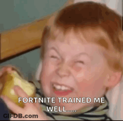 Young Boy Eating Apple Making Funny Face Playing Fortnite GIF