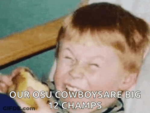 Young Boy Eating Banana Our OSU Cowboys Are Big 12 Champs GIF