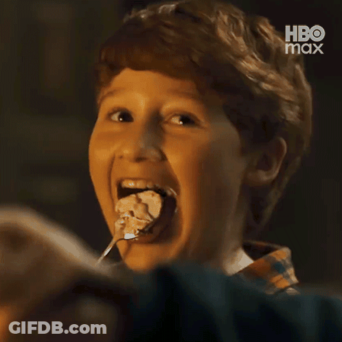 Young Boy Eating Food With Fork HBO Max GIF