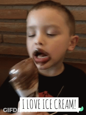 Young Boy Eating Ice Cream Saying I Love Ice Cream GIF