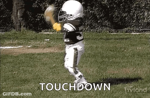 Young Boy Football Player Running Touchdown GIF
