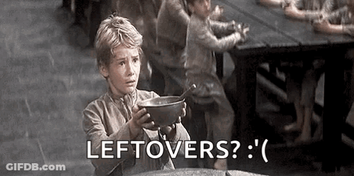 Young Boy Holding Bowl Of Food Asking Leftovers GIF