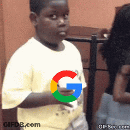 Young Boy Holding Google Logo GIF