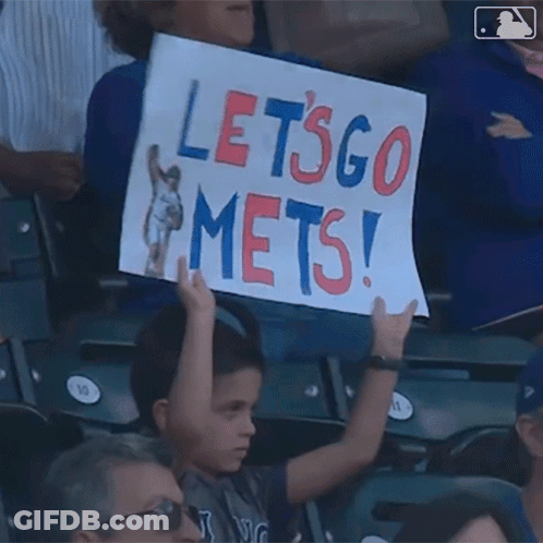 Young Boy Holding Lets Go Mets Sign GIF