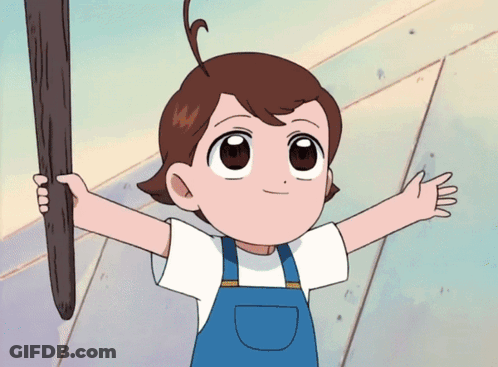 Young Boy Holding Stick Arms Outstretched GIF
