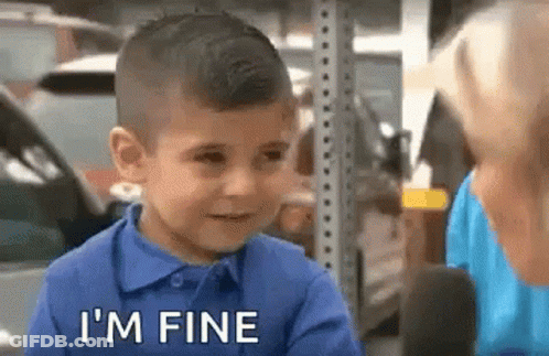 Young Boy In Blue Shirt Saying I'm Fine GIF