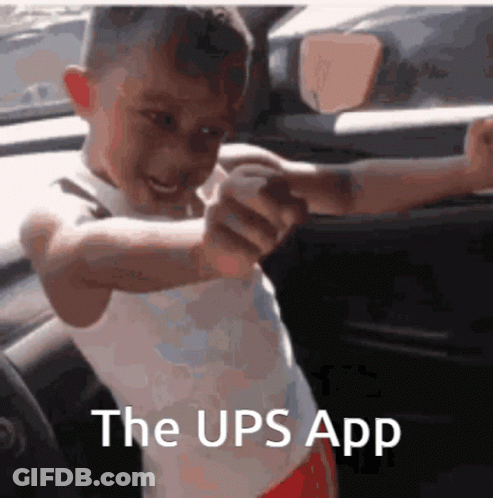 Young Boy In Car With UPS App GIF