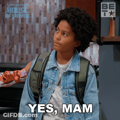 Young Boy In Denim Jacket Says Yes Mam GIF