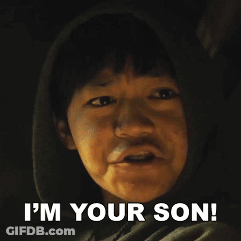 Young Boy In Hooded Sweatshirt Says I'm Your Son GIF