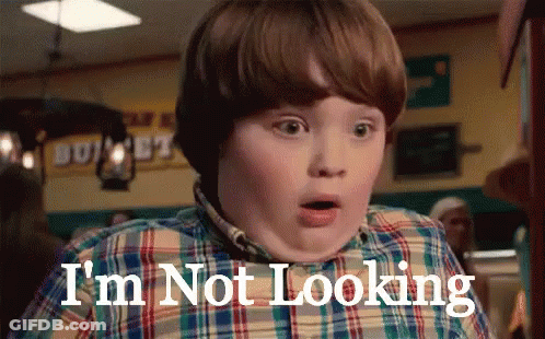 Young Boy In Plaid Shirt Saying I'm Not Looking GIF