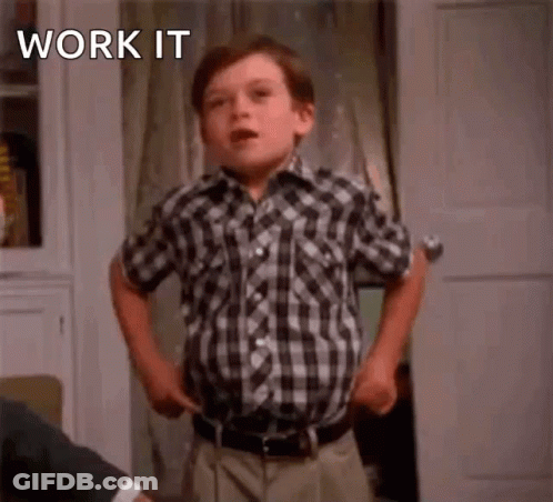 Young Boy In Plaid Shirt Saying Work It GIF