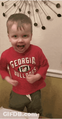 Young Boy In Red Georgia Bulldogs Shirt Making Funny Face GIF