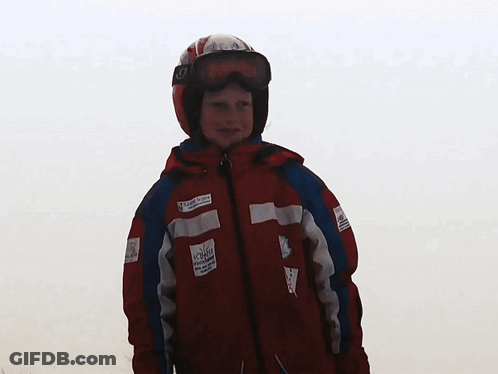 Young Boy In Red Jacket With Allianz Sticker GIF