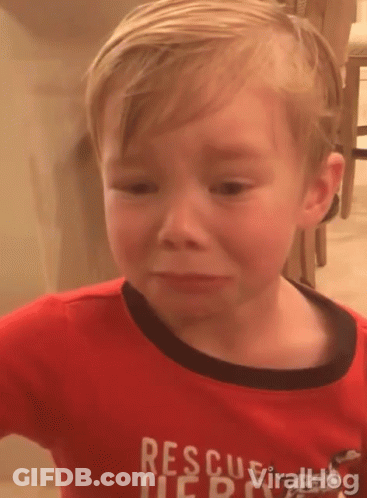 Young Boy In Red Rescue Shirt Crying GIF
