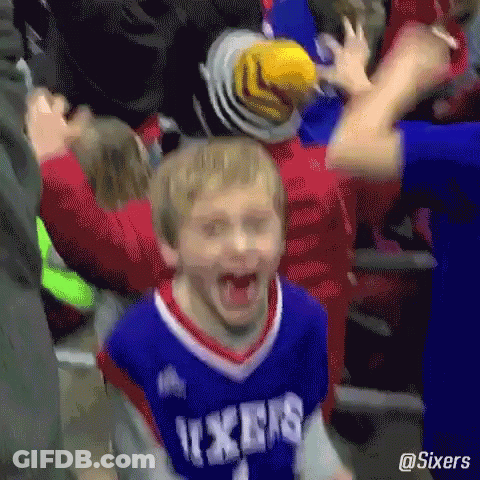 Young Boy In Sixers Jersey Screaming GIF