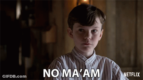 Young Boy In Striped Shirt Says No Ma Am GIF