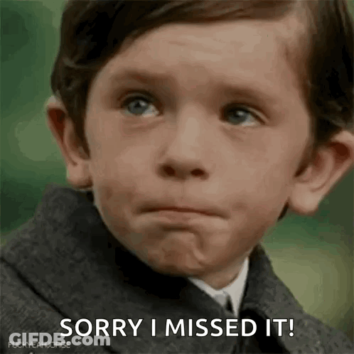 Young Boy In Suit Saying Sorry I Missed It GIF