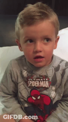 Young Boy In Ultimate Spider-Man Sweatshirt GIF