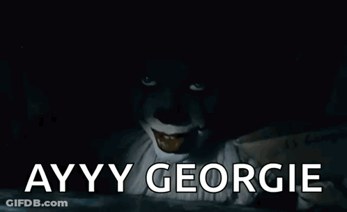 Young Boy In Yellow Raincoat Saying Ayyy Georgie GIF