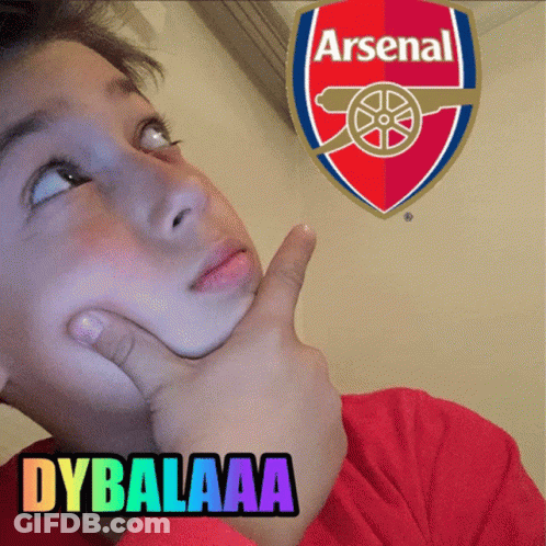 Young Boy Looking Up At Arsenal Emblem GIF
