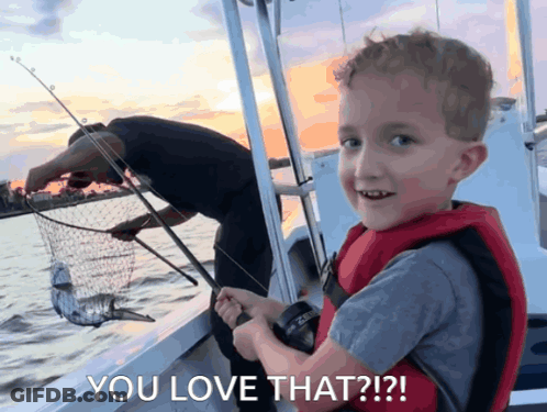 Young Boy On Boat Saying You Love That GIF