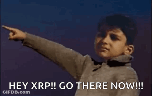 Young Boy Pointing At Sky Saying Hey XRP Go There Now GIF