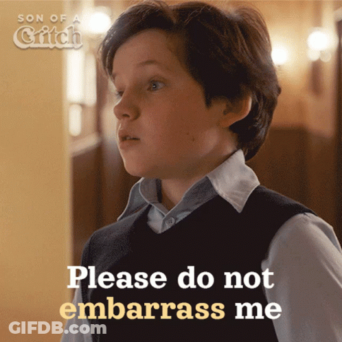 Young Boy Saying Please Do Not Embarrass Me GIF