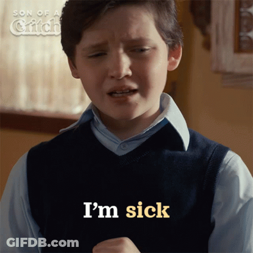 Young Boy Says I'm Sick In Front Of Son Of A Witch Poster GIF