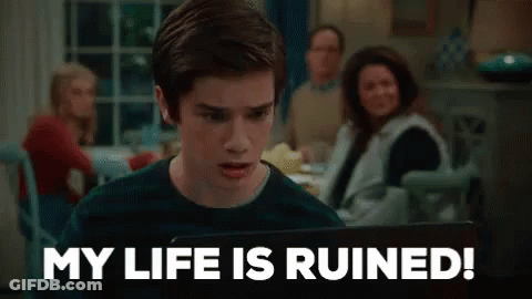 Young Boy Sitting At Laptop My Life Is Ruined GIF