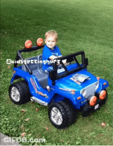 Young Boy Sitting In Blue Jeep Kidsgettinghurt GIF