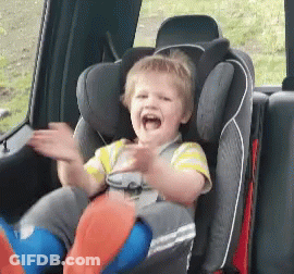 Young Boy Sitting In Car Seat Mouth Open GIF