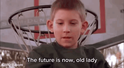 Young Boy Sitting In Front Of Basketball Hoop Talking About Future GIF