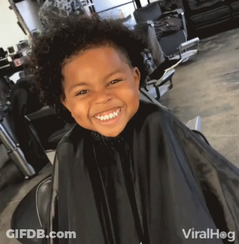 Young Boy Smiling Getting Haircut Barber Viralhog GIF