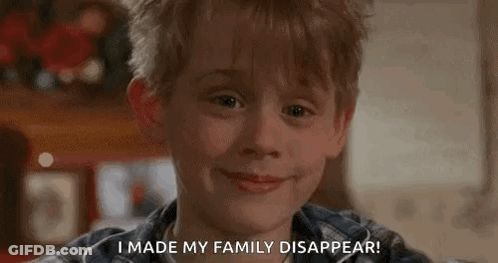 Young Boy Smiling Says I Made My Family Disappear GIF