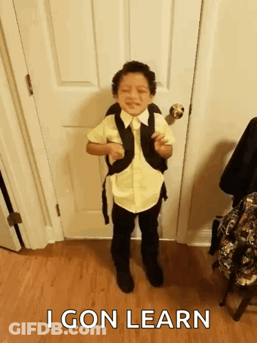 Young Boy With Backpack Saying I Gon Learn GIF