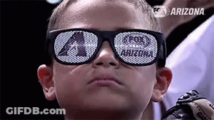 Young Boy With Logo Sunglasses Looking Up GIF