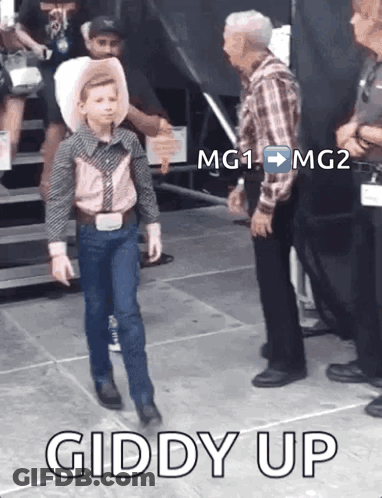 Young Cowboy Walking Stage Giddy Up GIF