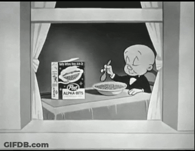 Young Elmer Fudd Eating Cereal GIF