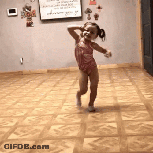 Young Girl In Bathing Suit Crazy Dancing GIF