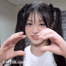 Young Girl Making Heart Shape With Hands GIF