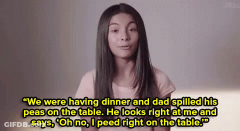 Young Girl Sitting At Table With Quote GIF