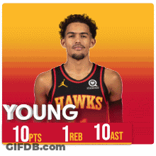 Young Hawks Basketball Player In Red And Black Jersey GIF