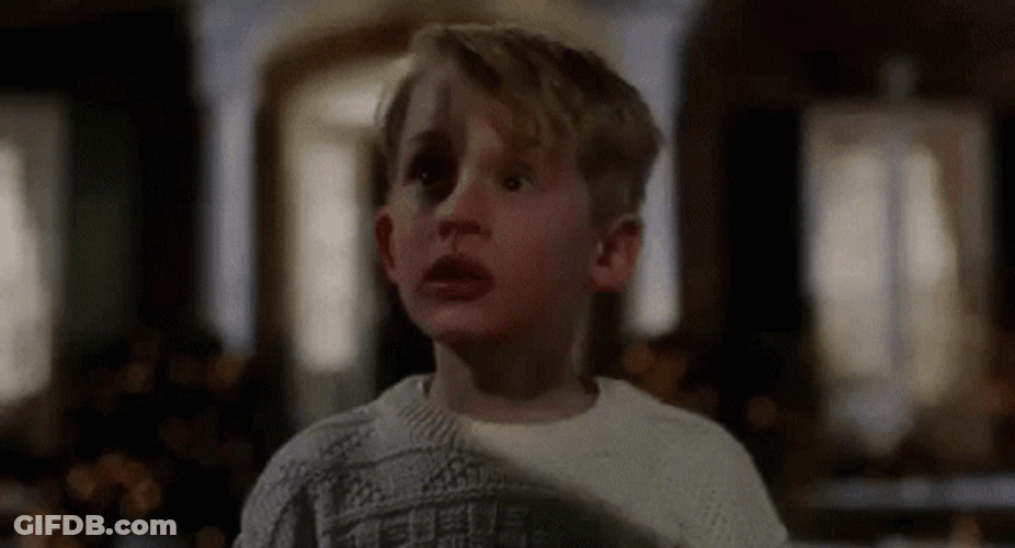 Young Macaulay Culkin Running Terrified GIF