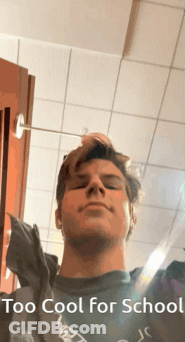 Young Man Adjusts Hair Too Cool For School GIF