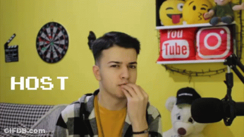 Young Man Biting Nails YouTube Logo GIF