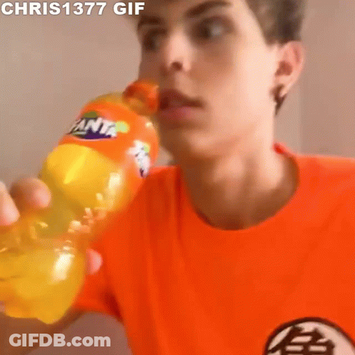 Young Man Drinking Fanta GIF