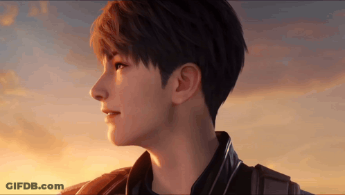 Young Man Face With Sunset Background GIF