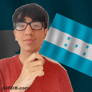 Young Man Holding Blue And White Flag GIF
