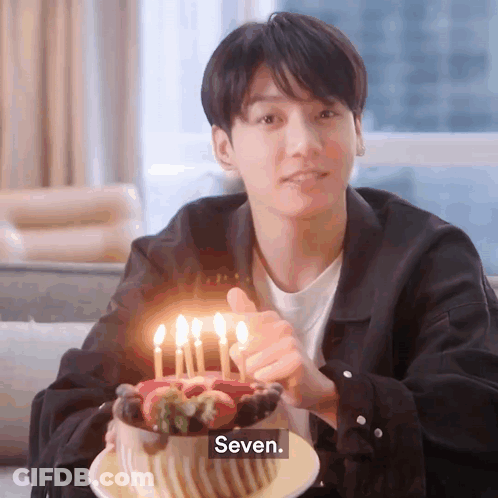 Young Man Holding Cake With Candles Thumbs Up GIF
